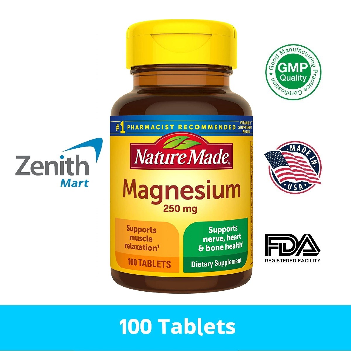 Nature Made Magnesium Oxide 250mg – 100 Tablets - Zenith Mart