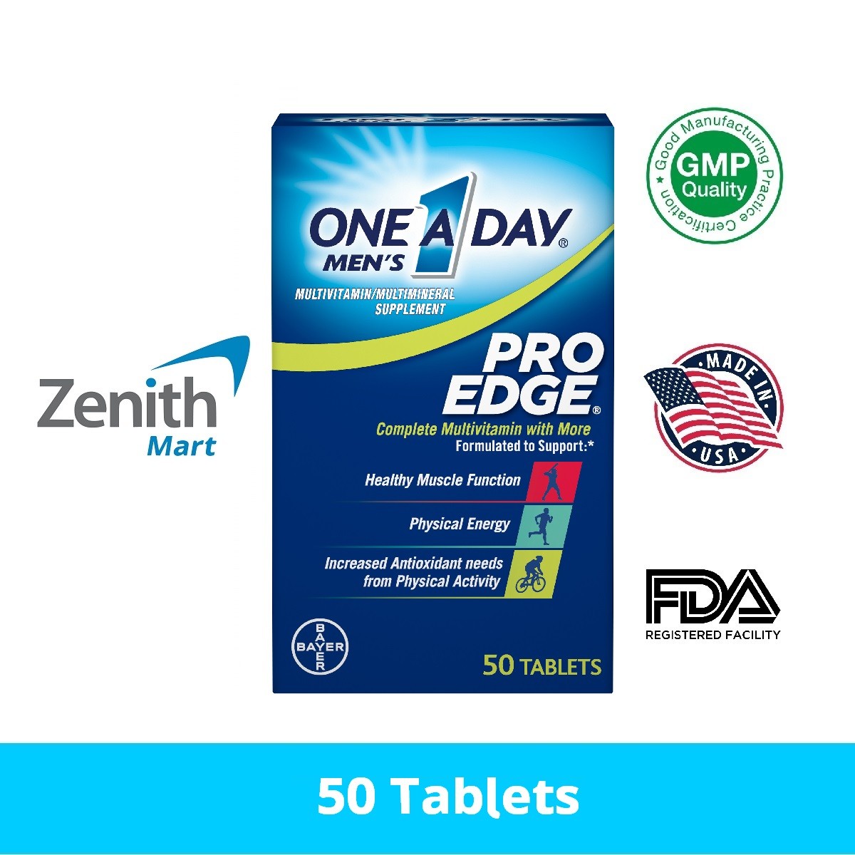 One A Day Men's Pro Edge Multivitamin/Multimineral Dietary Supplement Tablets - 50 count