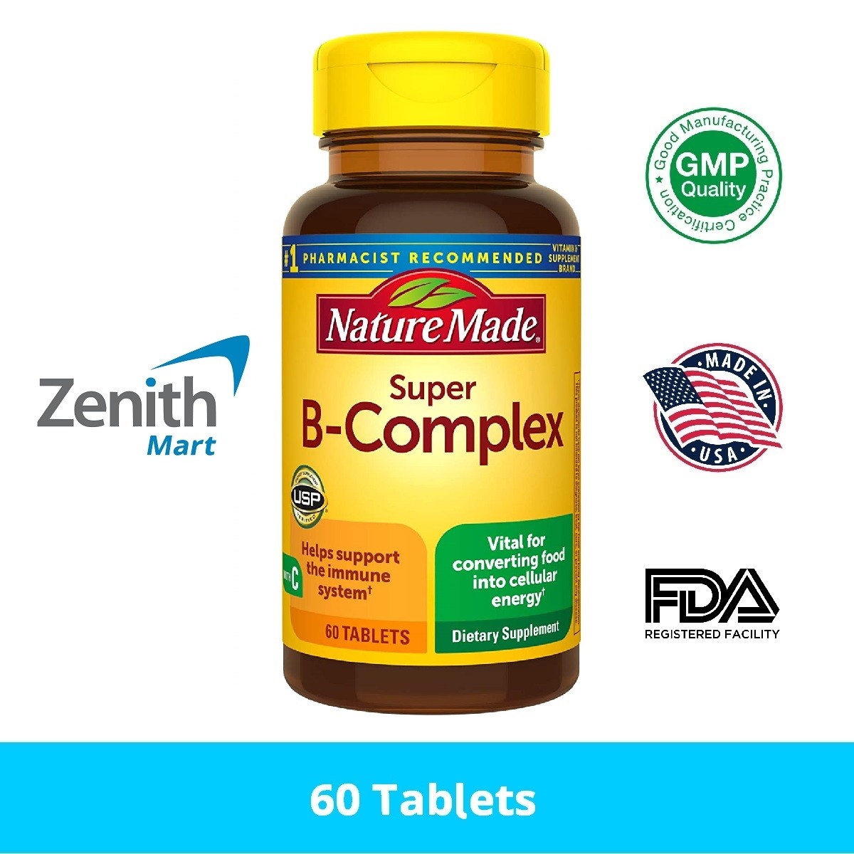 Nature Made Super B-Complex – 60 Tablets - Zenith Mart