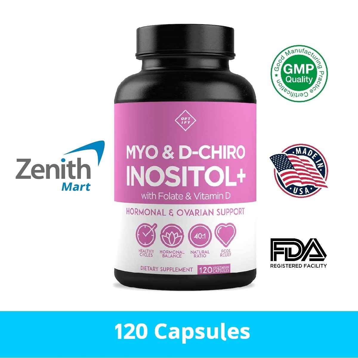 Myo-Inositol PCOS Supplement - 120 (Myo) Inositol Tablets Enriched
