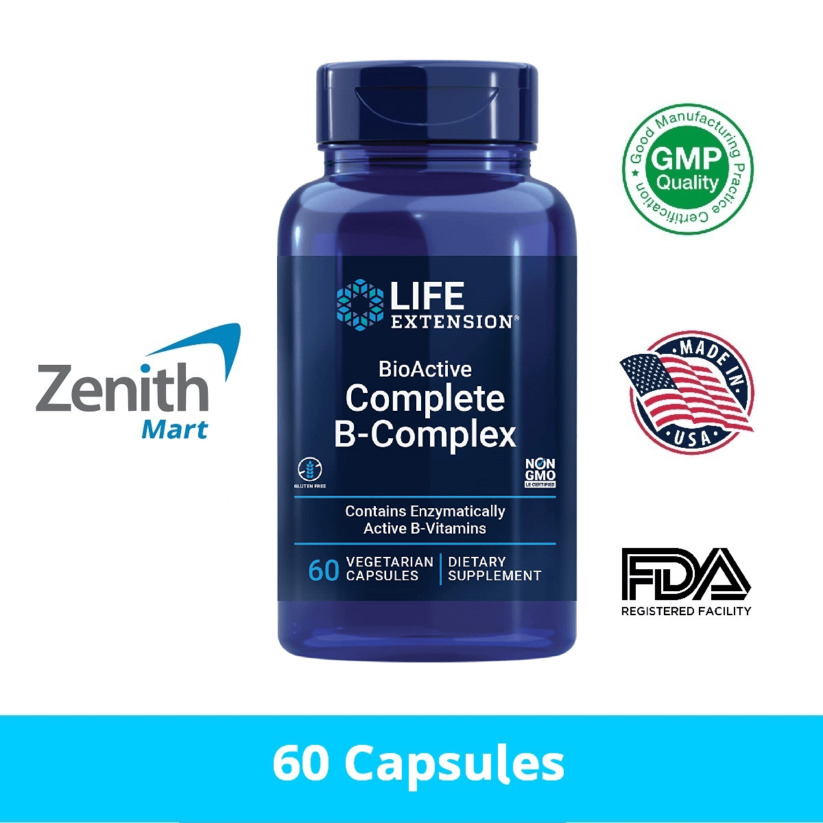 Life Extension BioActive Complete B Complex – 60 Capsules - Zenith Mart