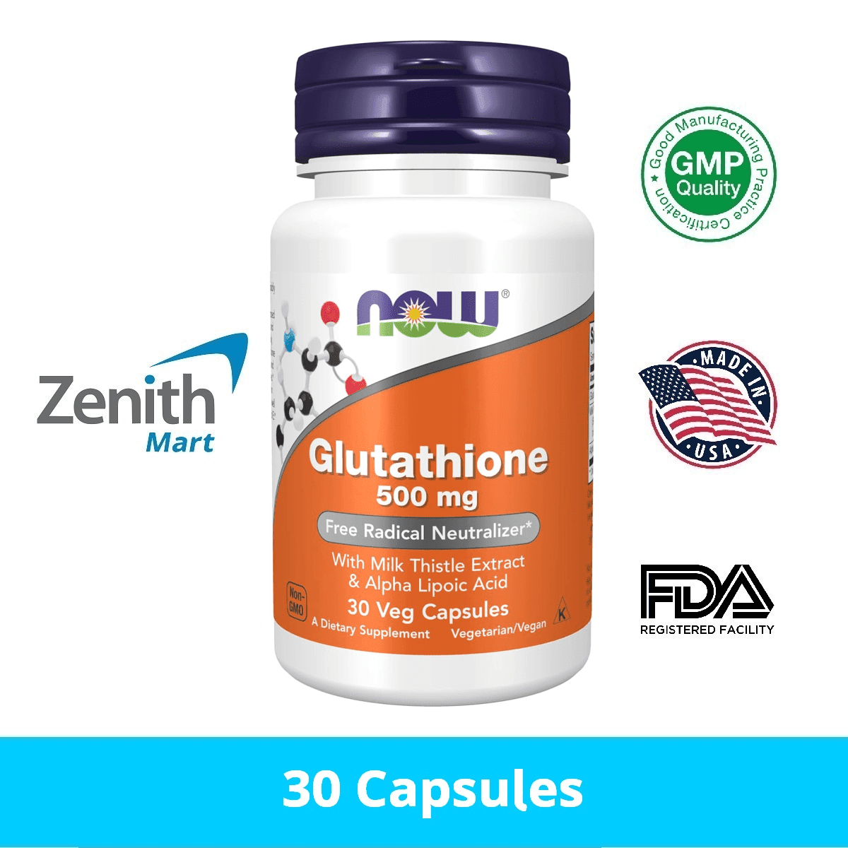 NOW Foods Glutathione 500 mg – 30 Capsules